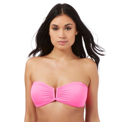 Bright pink plain bandeau bikini top